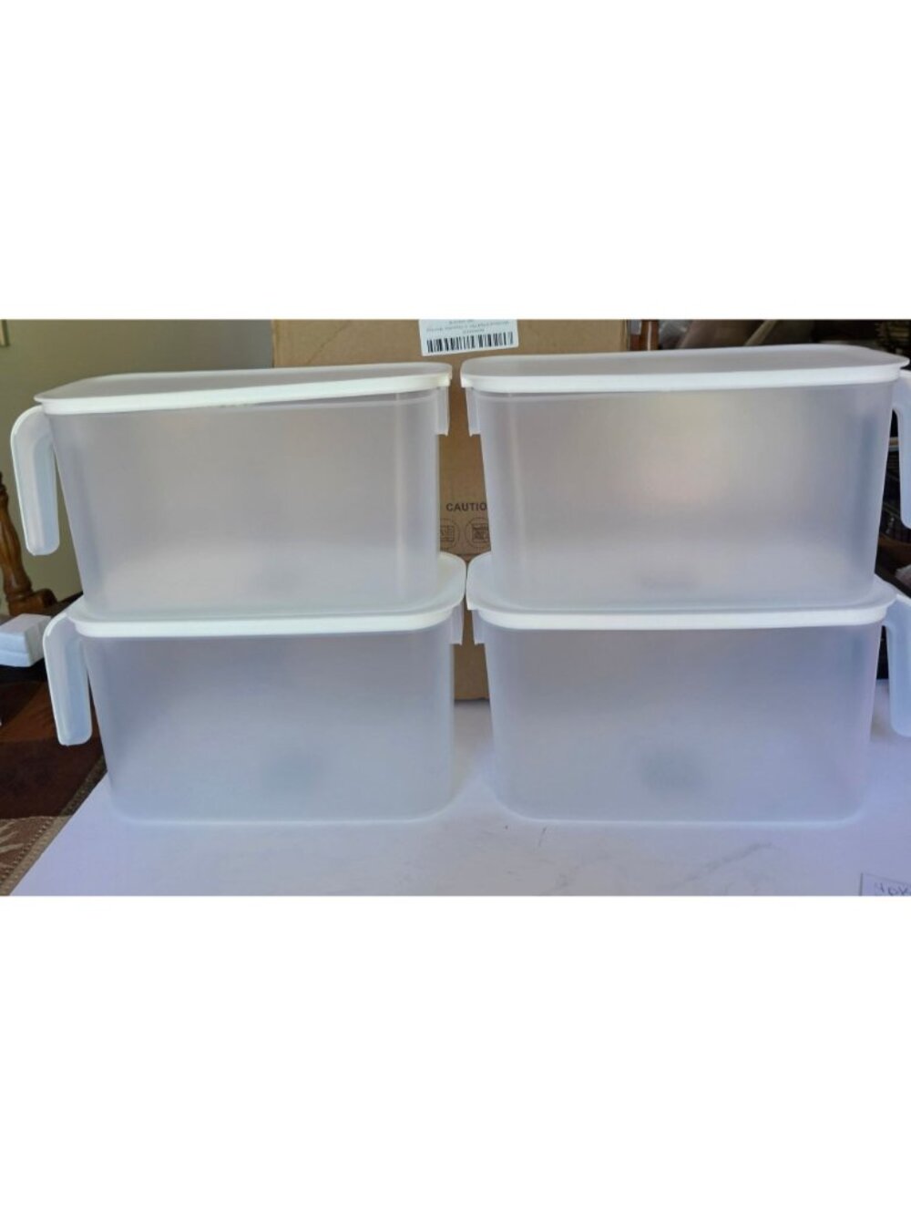 4-Pack 4.5L Plastic Storage Containers Lids Stackable Refrigerator Organizer - Picture 8 of 9
